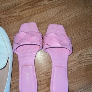 Cape Robbin Pink Woven Slide Sandals